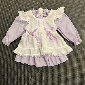 1980s vintage baby dress and pinafore set